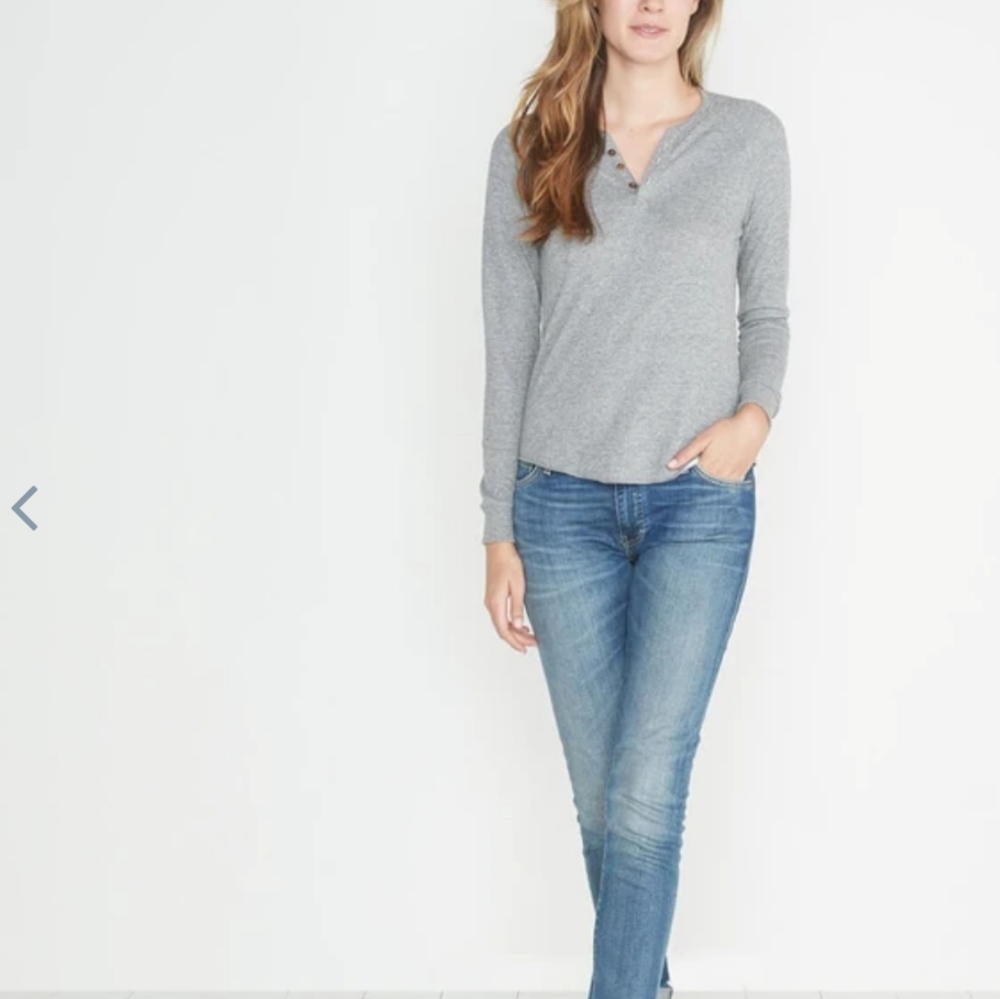 Marine Layer double knit henley in heather gray